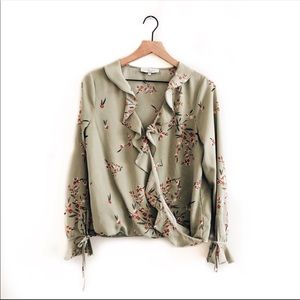 L’ACADEMIE • revolve sage green floral ruffle top